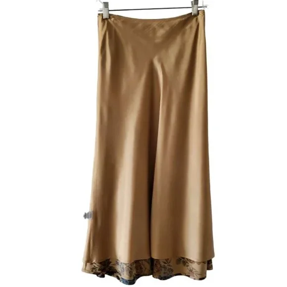 Petite Sophisticate Floral Maxi Skirt | Like New | 2P | Tan Red Gold Smokey Blue - Picture 7 of 13